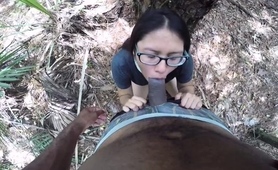 Nerdy Asian Teen Satisfies Her Interracial Lust In The Woods