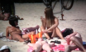 Nudist Beach Voyeur Spying On A Busty Milf And A Cute Teen