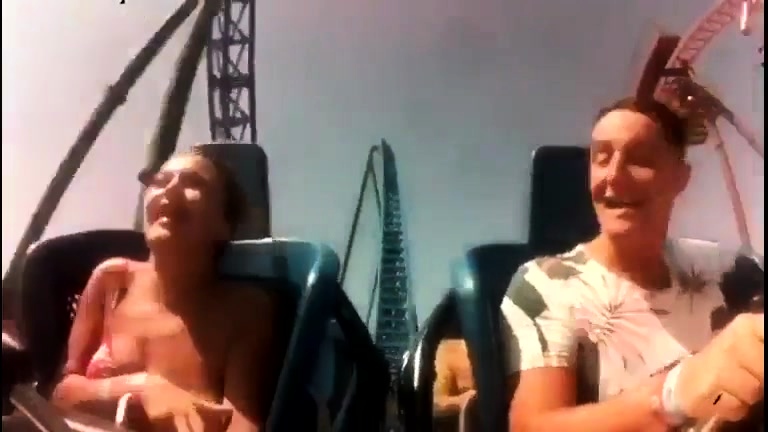 Cute Amateur Teen Having Fun On A Roller Coaster Ride Video at