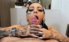 Inked Latina Slut Delivering Sensual Blowjob Pov Style
