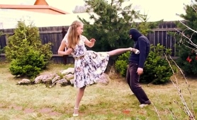 femdom-teen-uses-masked-guy-as-martial-arts-training-partner
