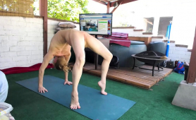 Attractive Blonde Milf Enjoying Some Naked Yoga On Webcam